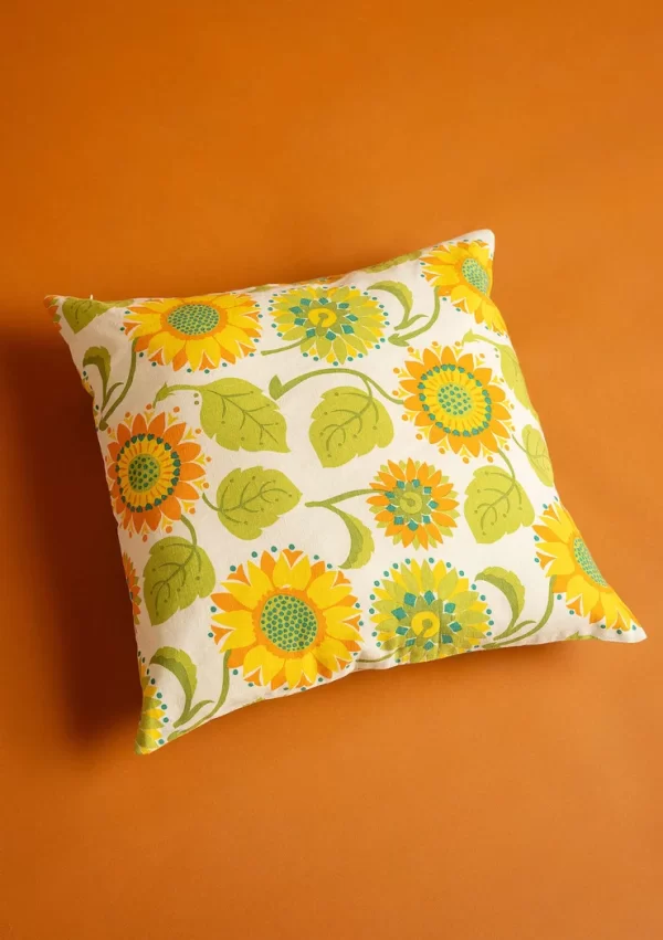 Kissenhülle „Sunflower“ aus Bio-Baumwolle/Leinen