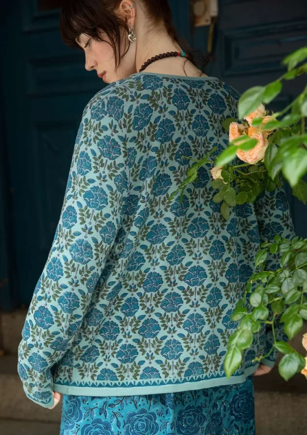 Blockdruck-Strickjacke „Valentina“ aus Bio-Baumwolle - Image 2
