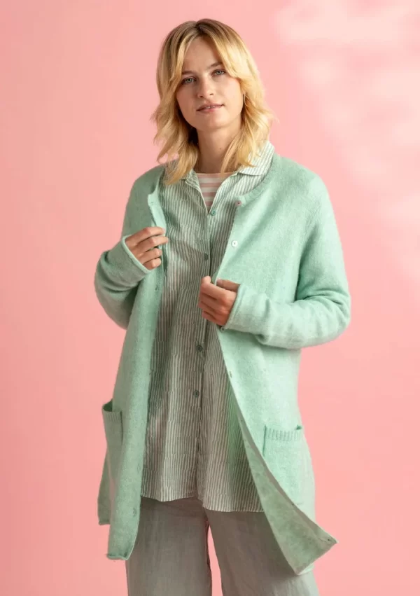 Langstrickjacke aus Wolle/Baumwolle/Alpaka