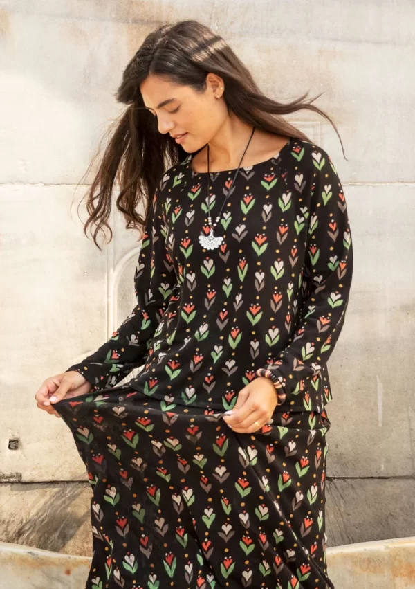 Bedruckter Pullover „Mozaik“ aus Bio-/Recycling-Baumwolle