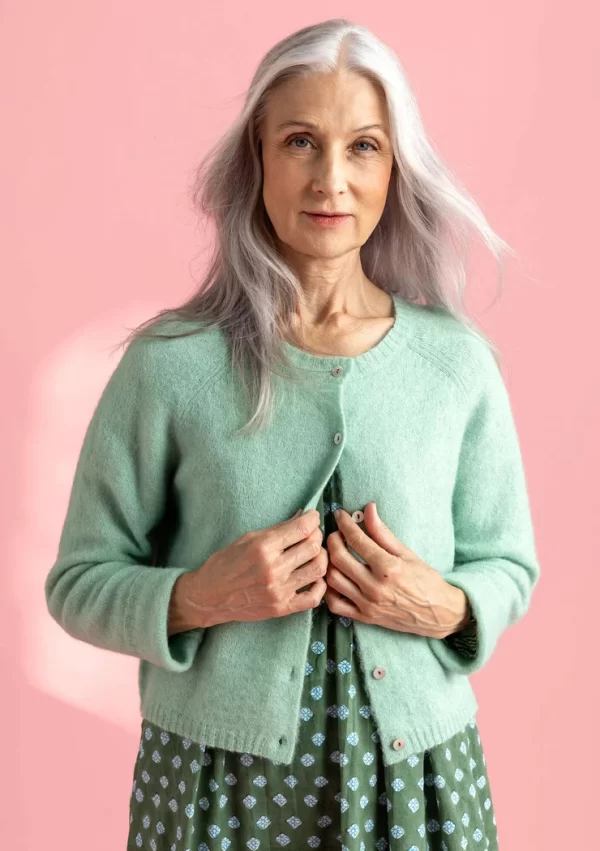 Strickjacke aus Wolle/Baumwolle/Alpaka