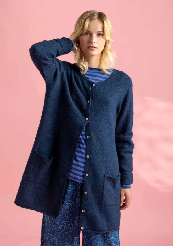 Langstrickjacke aus Wolle/Baumwolle/Alpaka