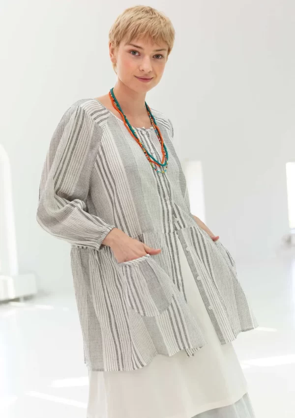 Künstlerbluse „Thea“ aus Bio-Baumwolldobby