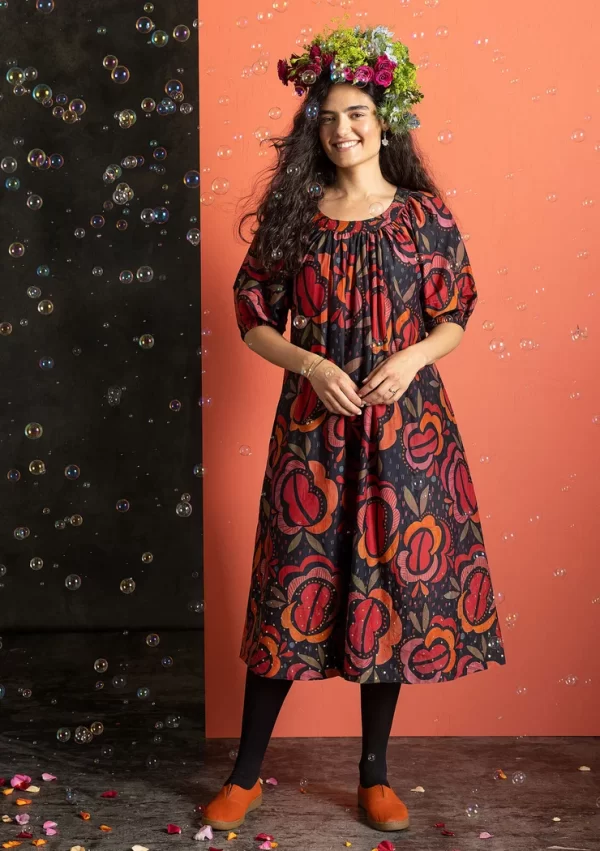 Webkleid „Great Rose“ aus Bio-Baumwolle/Seide