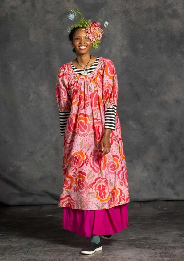 Webkleid „Great Rose“ aus Bio-Baumwolle/Seide