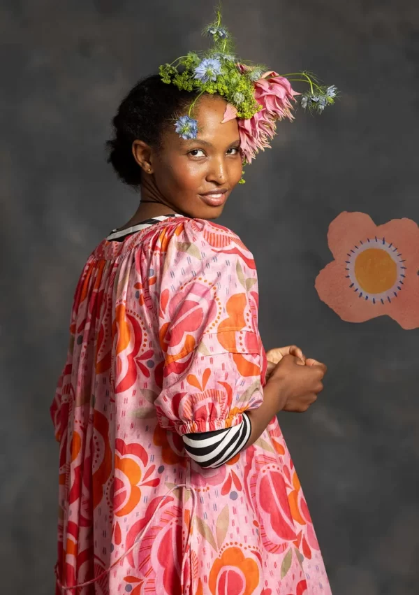 Webkleid „Great Rose“ aus Bio-Baumwolle/Seide - Image 2