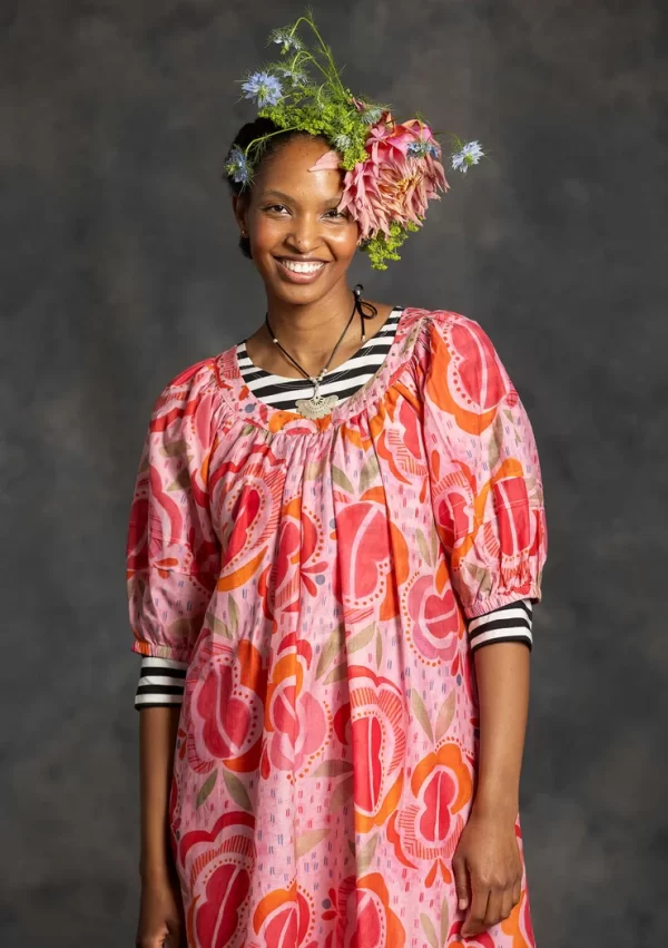 Webkleid „Great Rose“ aus Bio-Baumwolle/Seide - Image 3