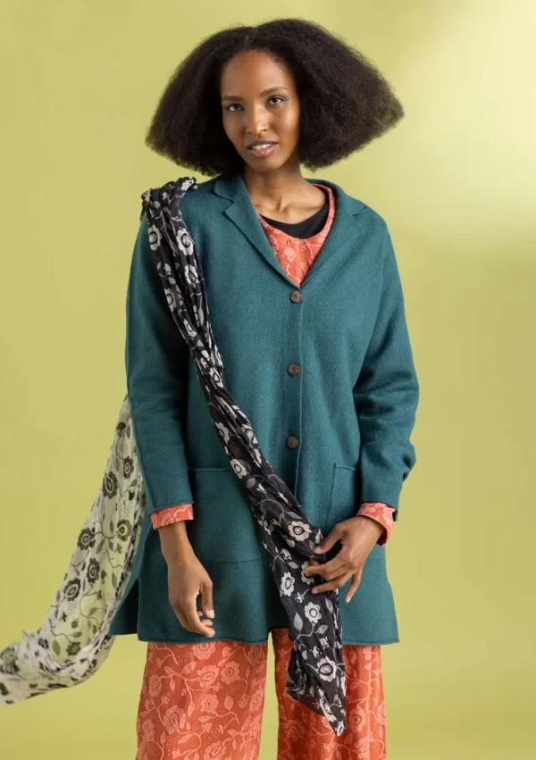 Langer Strickblazer aus gefilzter Bio-Wolle